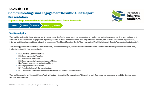 Communicating Final Engagement Results: Audit Report Presentation